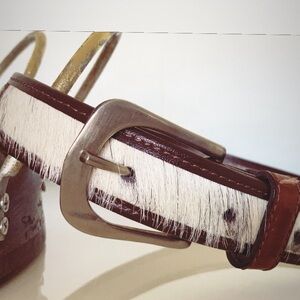 Vintage Philippe Ader Leather and Hide Hyde Pony Hair Belt Made in France size S